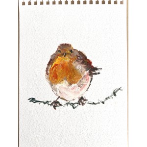 Winter Robin - original oil painting on paper 15 × 20 cm Winter Robin - original oil painting on paper 15 × 20 cm